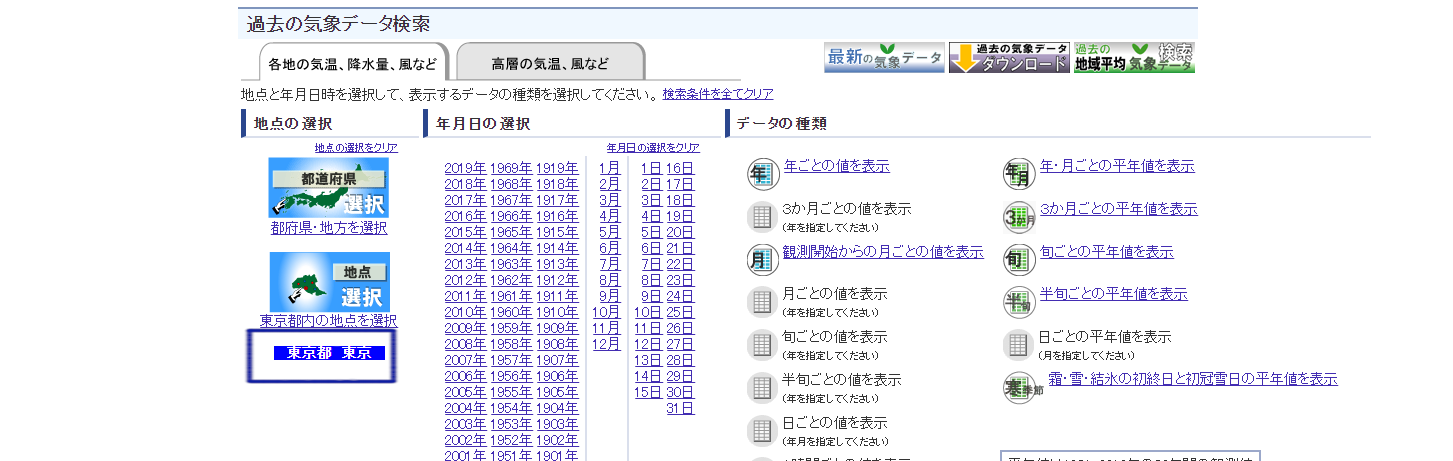 気象庁の 過去の天気 というサービスの使い方について詳しく説明 格調高き当たる天気予報