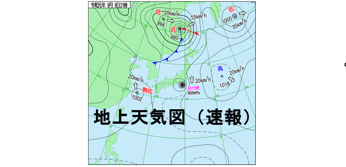 地上天気図(台風の日）